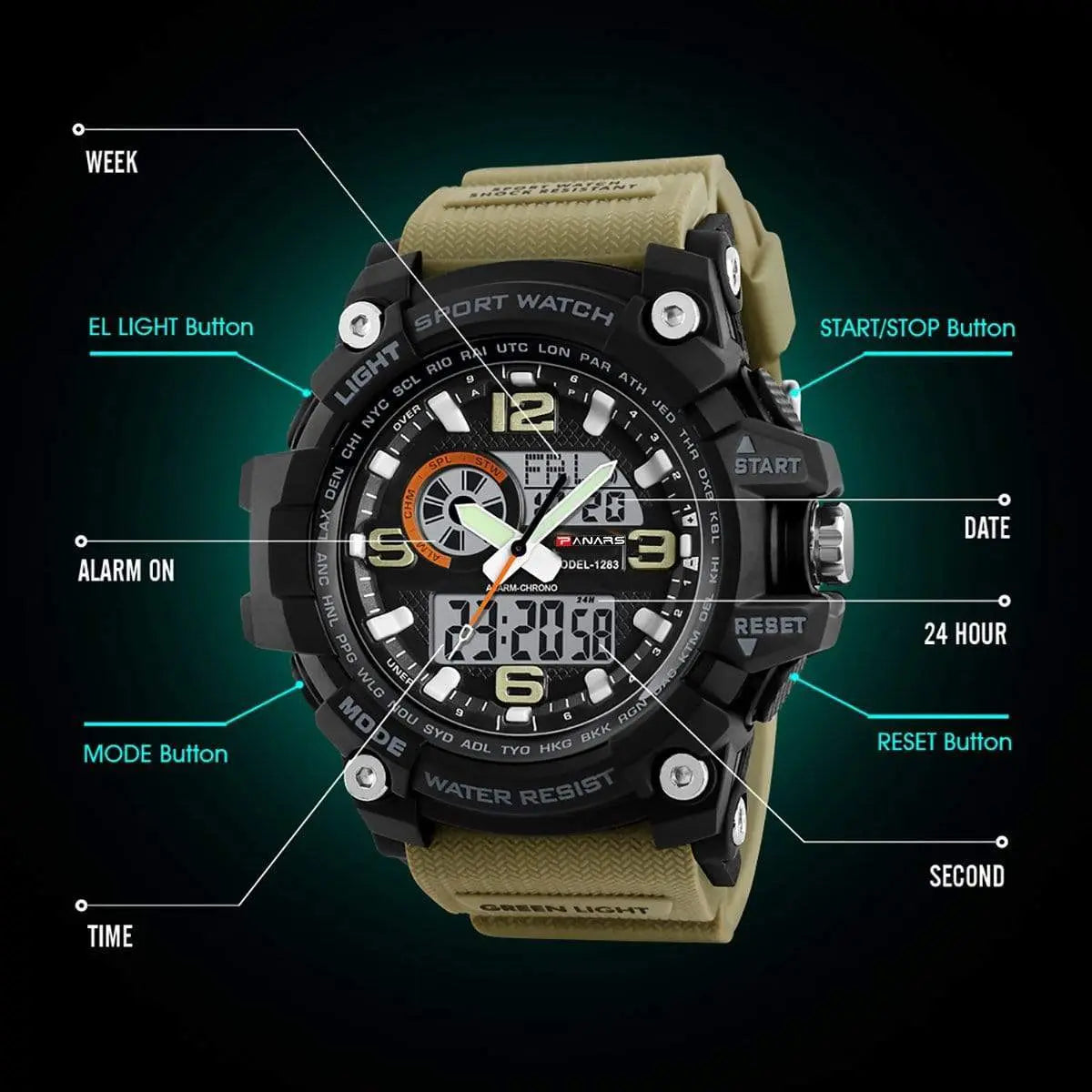 1283 Analog Digital Sports watch for Men Black Skmei