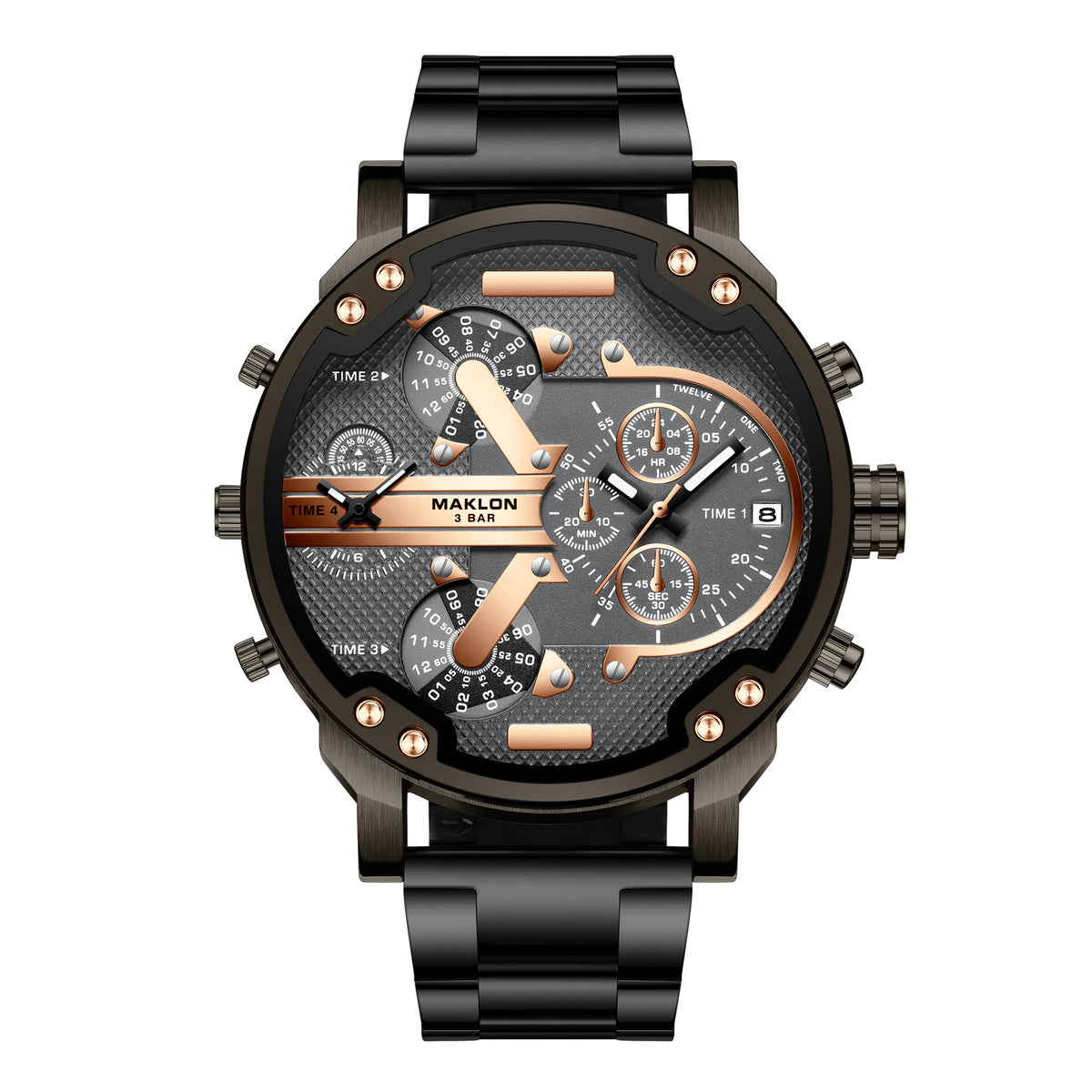 Maklon Large Dial 2 Time Quartz watch for Men