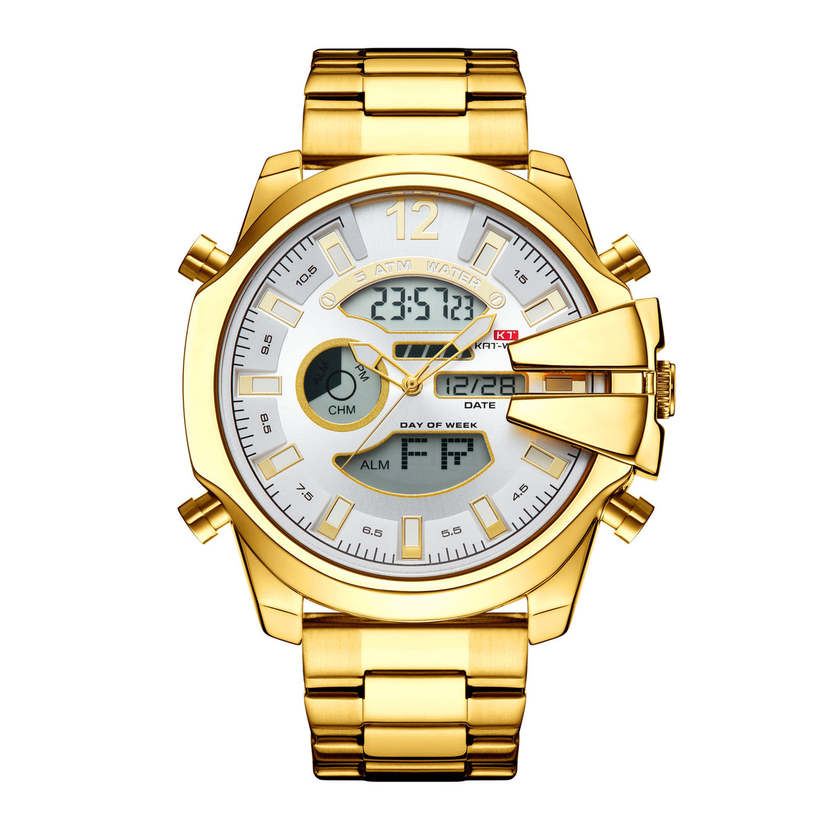 KAT 1183 Double Display Alarm Clock Led Sports Steel Watch for Men