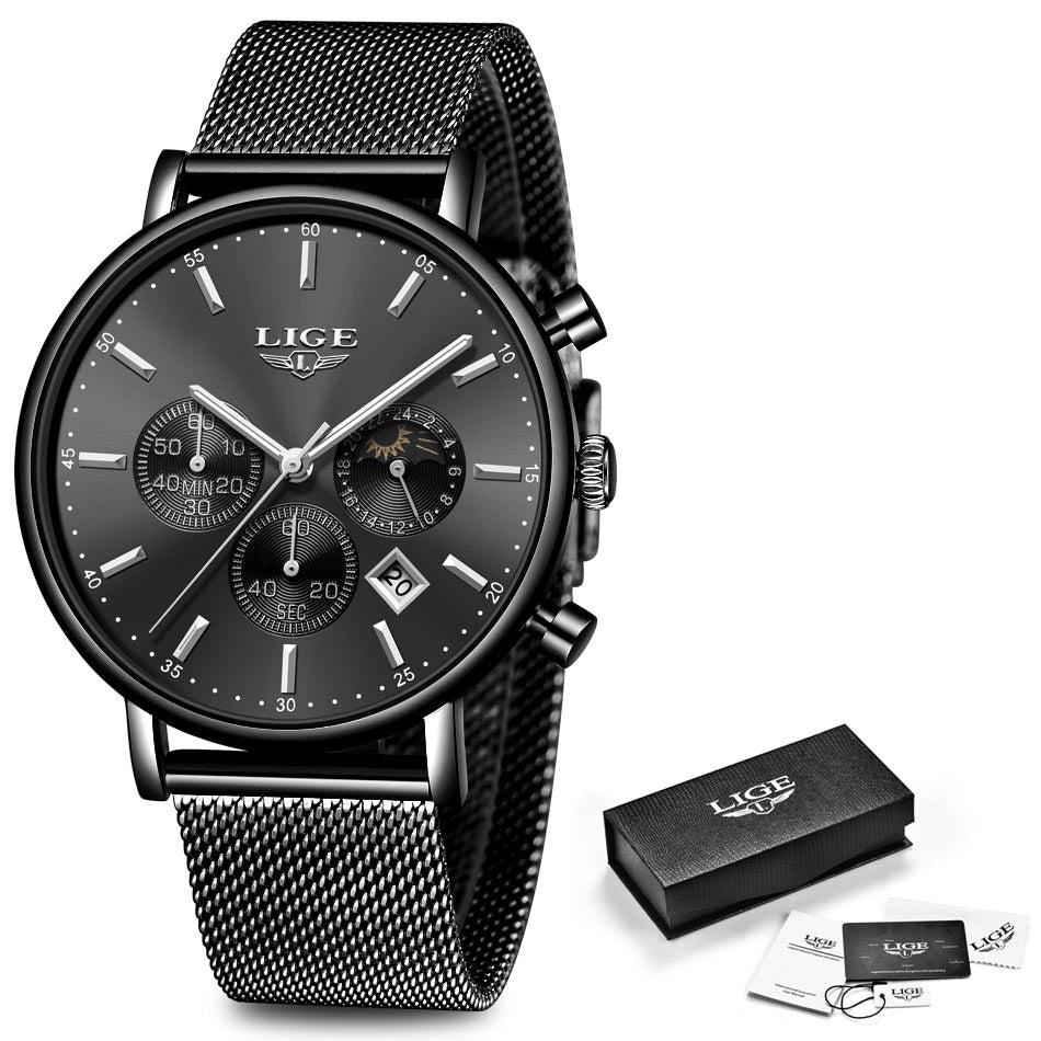 Lige Quartz Watch Analog Business Watch For Men & Women 9894 - Skmeico