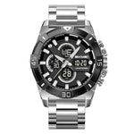 Skmei 2593 Analog Digital Countdown Alarm Sports Watch With A Steel Strap For Men