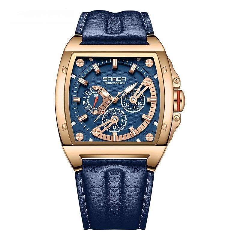 Sanda 5308 Three Eyes And Six Needles Quartz Watch For Men Large Dial