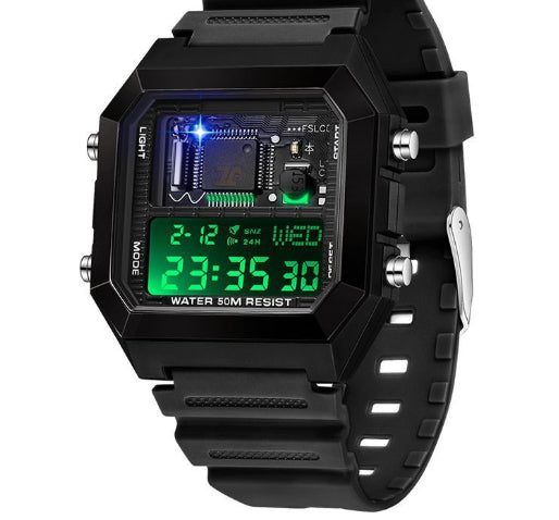 Sanda 6216 Square Waterproof Sports Digital watch for Men Students