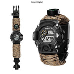 H009 Multifunctional Parachute Cord Outdoor Survival Bracelet Firestone Survival Whistle Compass Digital Watch