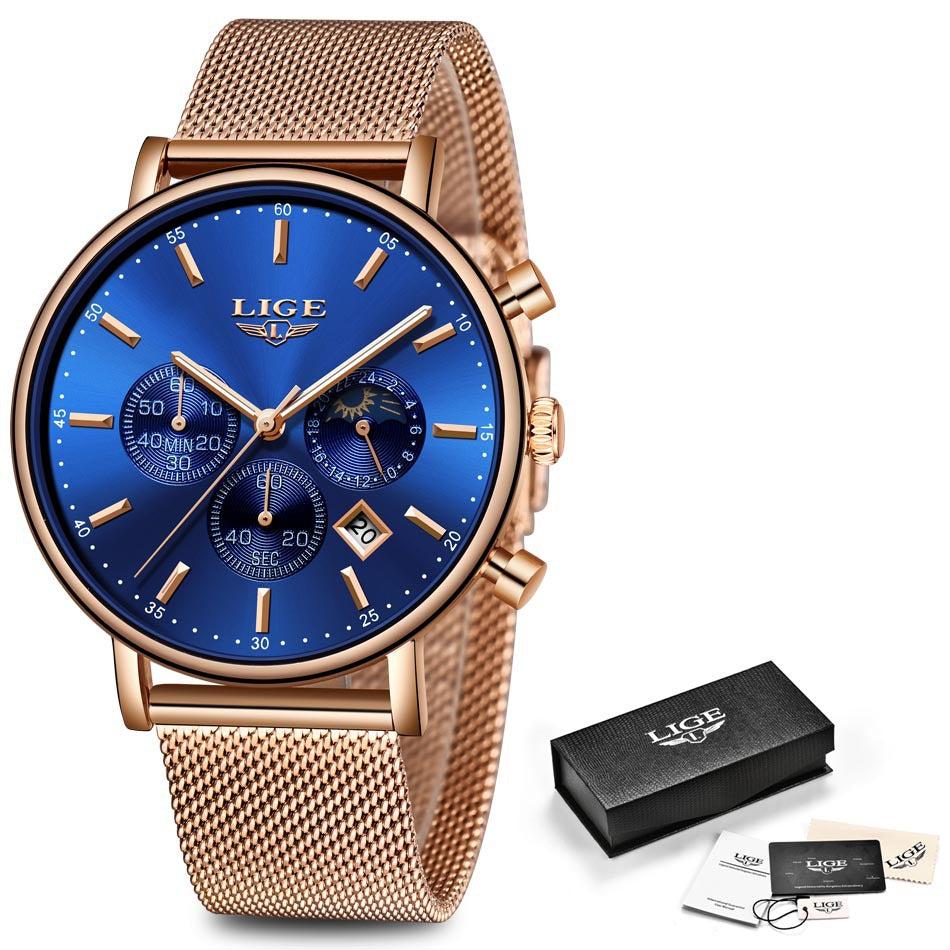 Lige Quartz Watch Analog Business Watch For Men & Women 9894 - Skmeico