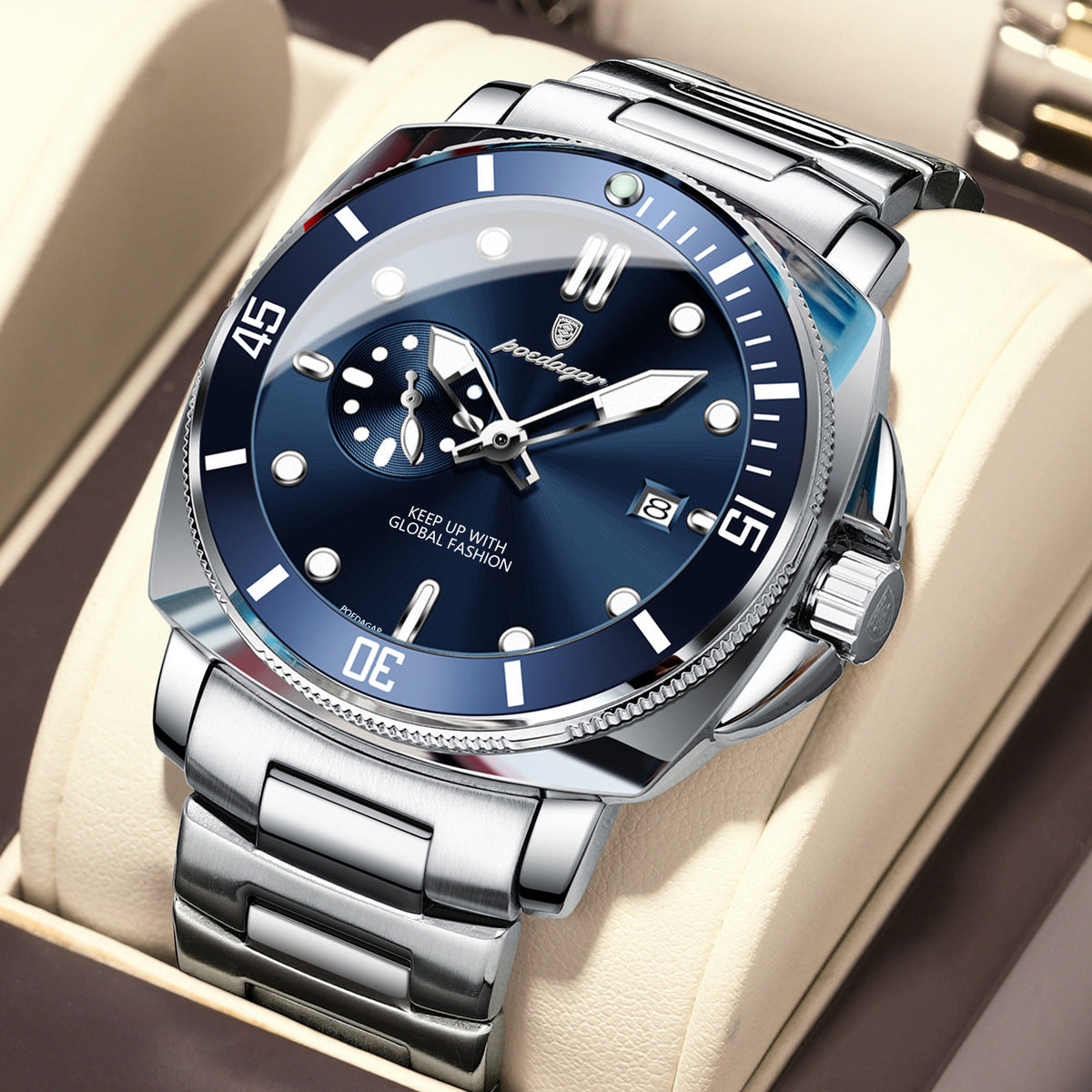 Poedagar EU873 Steel-band Luminous Quartz Watch for Men Poedagar