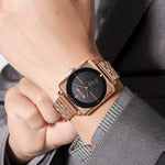 Skmei 2413 Square Steel Band Stylish Standalone Seconds Quartz Watch For Men