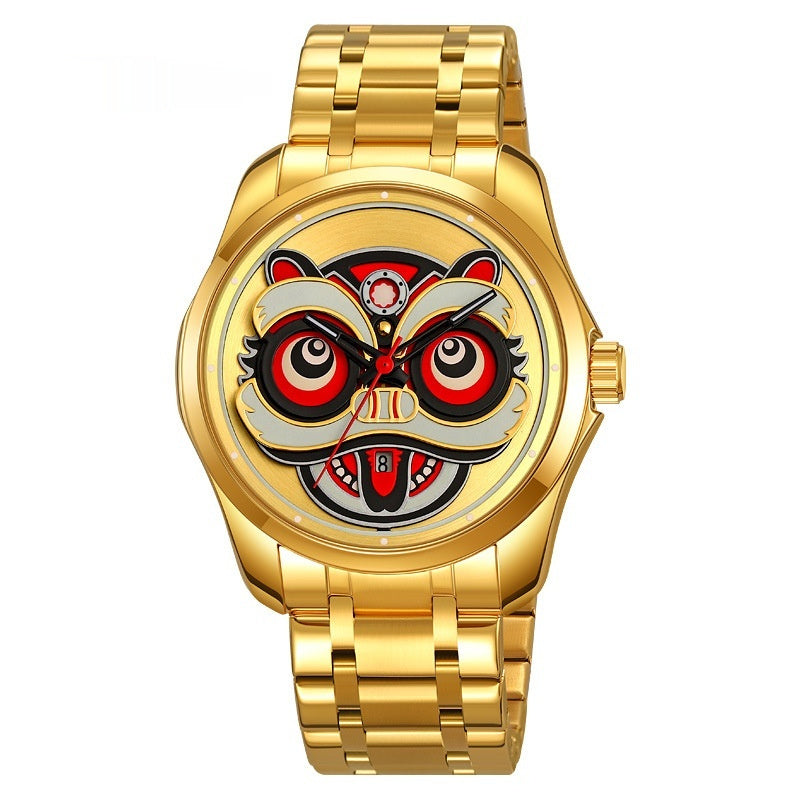 Skmei 9386 Creative Lion Head Luminous Quartz Watch For Men