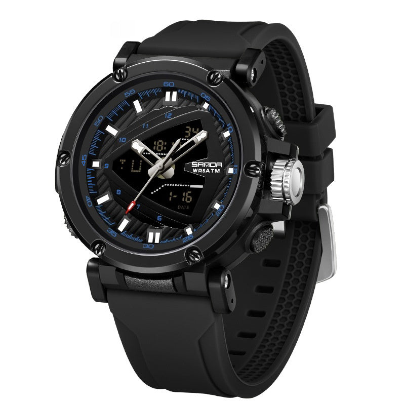 Sanda 9052 Sports Waterproof Alarm Clock Electronic Watch for Men AKDPN