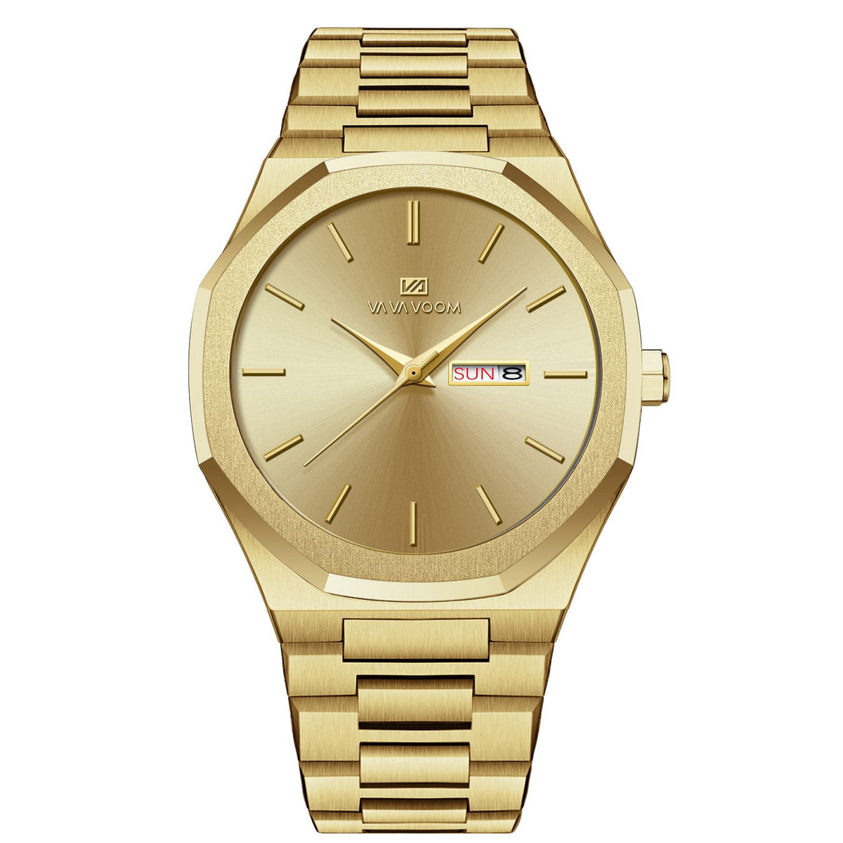 VA VA VOOM 2931 Octagonal Calendar Quartz Watch for Men