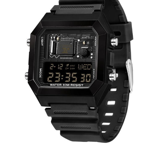 Sanda 6216 Square Waterproof Sports Digital watch for Men Students