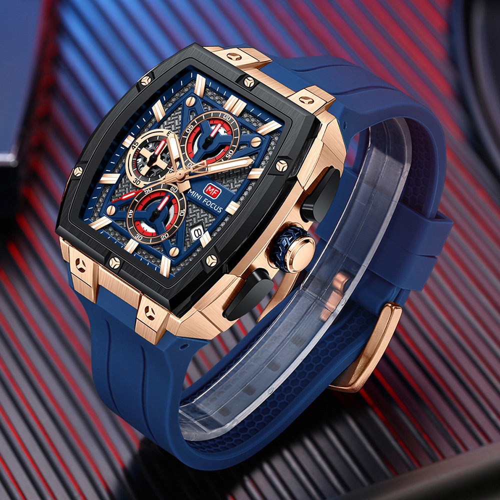 Mini Focus MF0602G Multi function Barrel shape quartz watch for Men Mini Focus