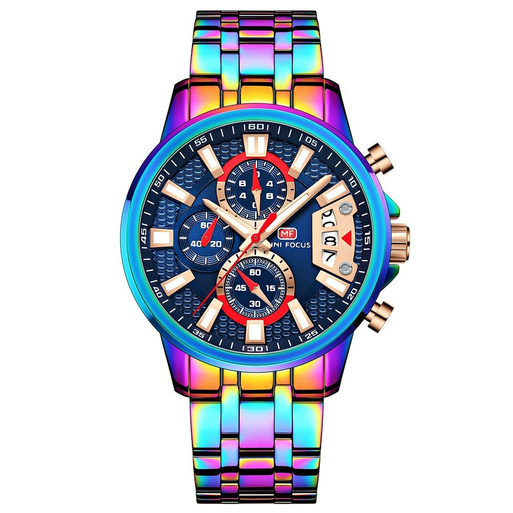 Mini Focus MF0352G Quartz Watch Magic Color Ring Multifunctional quartz watch for Men Mini Focus