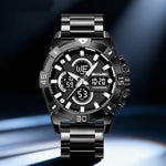 Skmei 2593 Analog Digital Countdown Alarm Sports Watch With A Steel Strap For Men