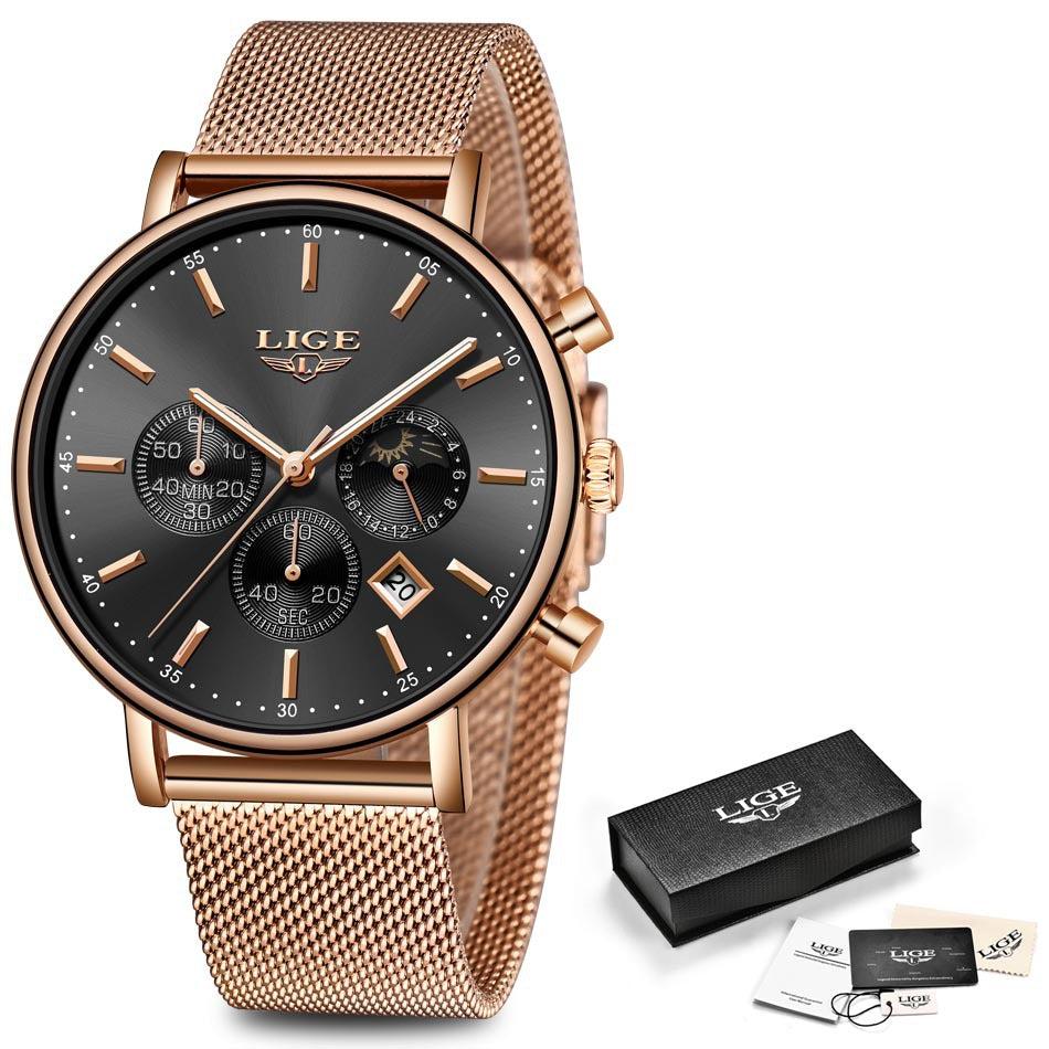 Lige Quartz Watch Analog Business Watch For Men & Women 9894 - TempoqWatch