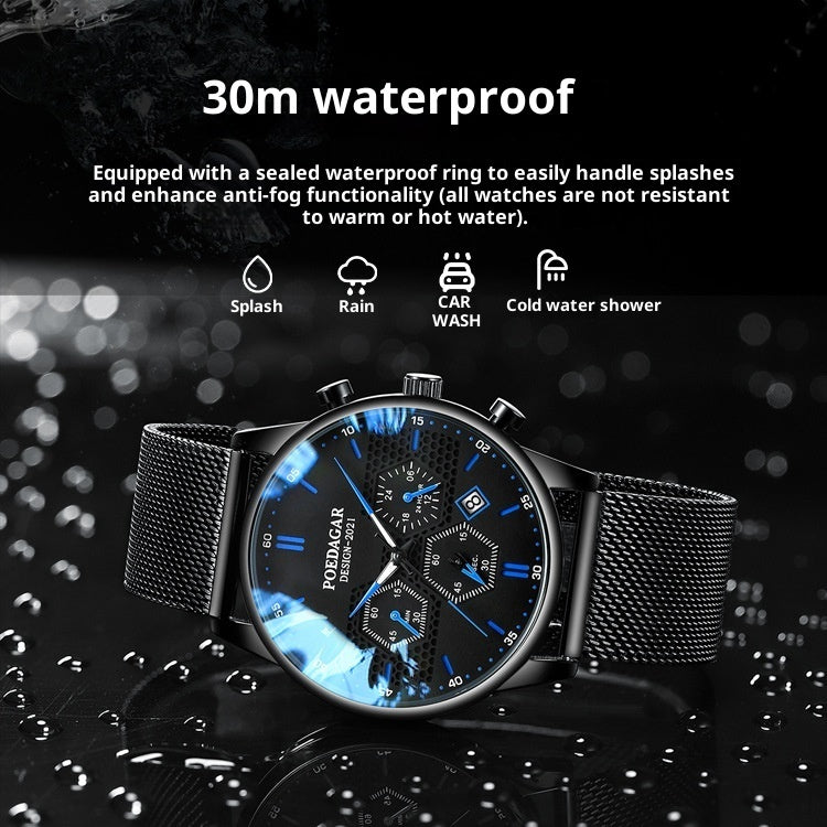 Poedagar P365 Waterproof Luminous Multifunctional Sports Quartz Watch for Men