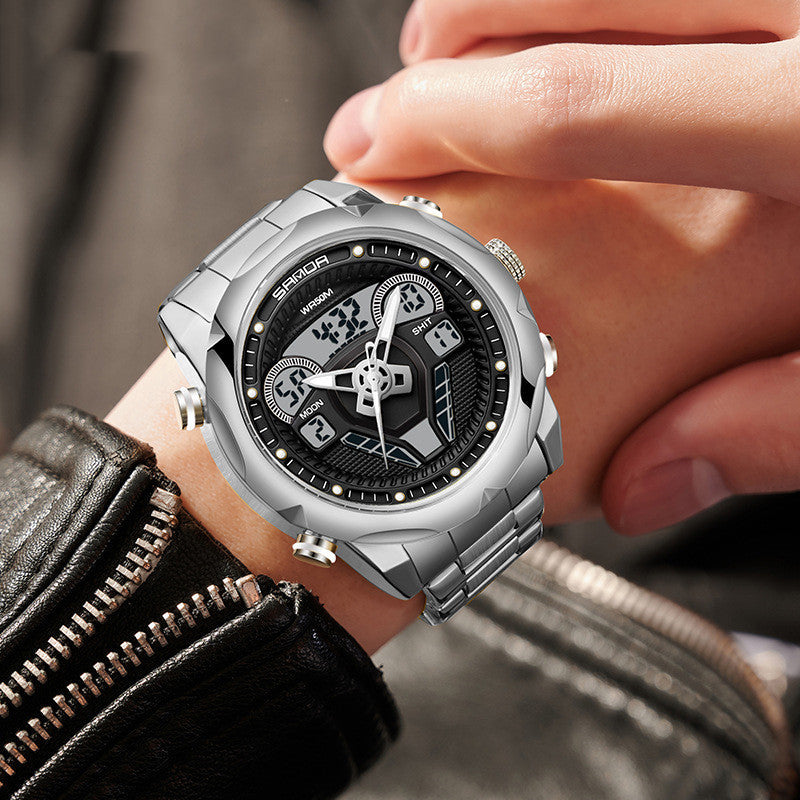 Sanda 9022 Outdoor Fashionable Luminous Waterproof Alarm Clock Electronic watch for men Sanda