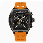 Sanda 6235 Barrel-shaped Waterproof Multifunctional Alarm Sports Watch For Men