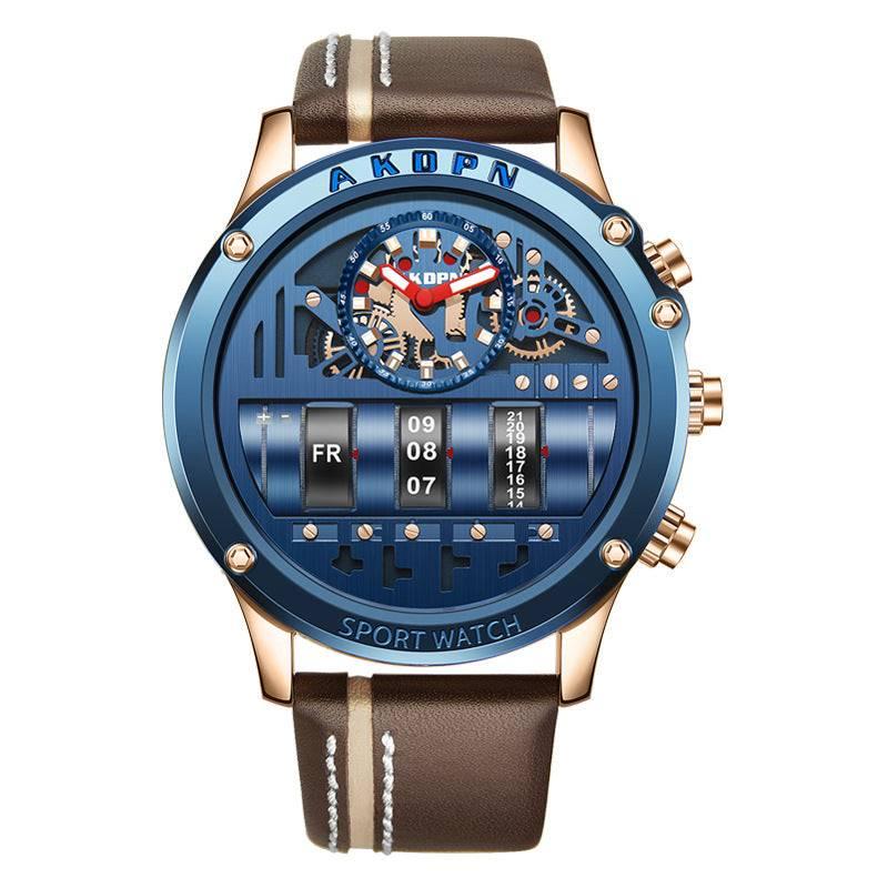 AKDPN Luxury Style Quartz Watch Leather Strap Chronograph Watch For Men A9022
