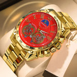 BINBOND Fashion Double Tourbillon Luminous Waterproof Quartz Wristwatch For Men 