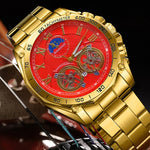 BINBOND Fashion Double Tourbillon Luminous Waterproof Quartz Wristwatch For Men 