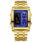 Binbond Rectangular Steel Belt Analog Digital Sport Watch For Men B2311 