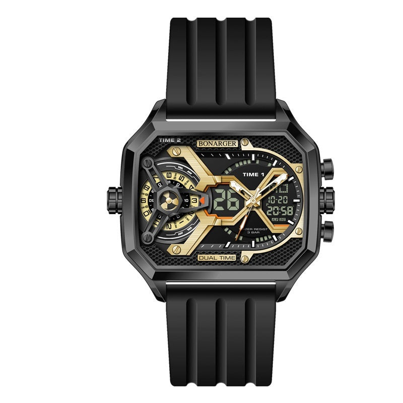 Bonarger 8026 Electronic Multi-functional Sports Luminous Waterproof Watch For Men 