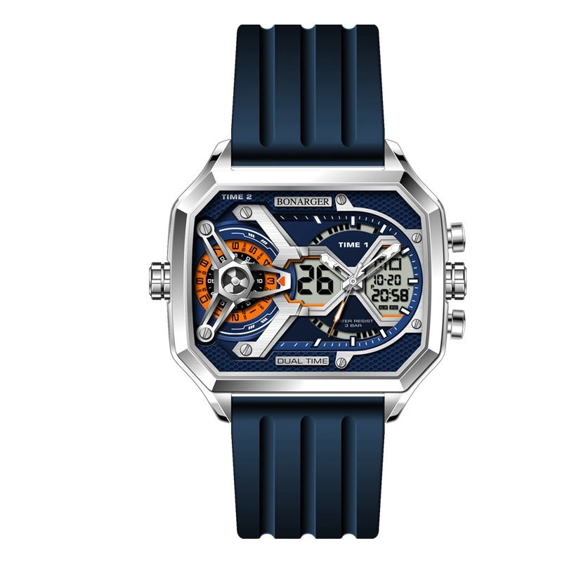 Bonarger 8026 Electronic Multi-functional Sports Luminous Waterproof Watch For Men 