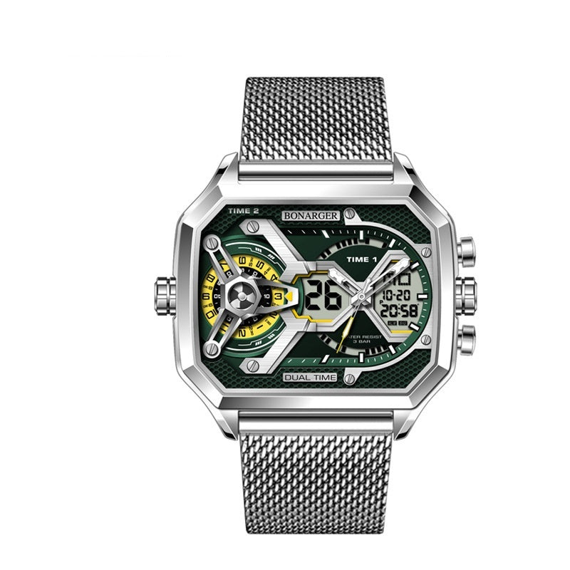 Bonarger 8026 Electronic Multi-functional Sports Luminous Waterproof Watch For Men 