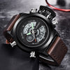 CURDDEN 7166Fashion Leather Dual Time Digital Wrist Watch For Men