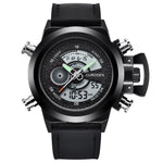 CURDDEN 7166Fashion Leather Dual Time Digital Wrist Watch For Men 