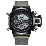 CURDDEN 7166Fashion Leather Dual Time Digital Wrist Watch For Men 
