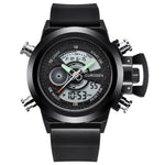 CURDDEN 7166Fashion Leather Dual Time Digital Wrist Watch For Men 