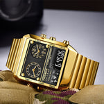 Foxbox Big Dial Stainless Steel multi time sports watch for Men FB0011S - TempoqWatch