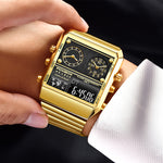 Foxbox Big Dial Stainless Steel multi time sports watch for Men FB0011S - TempoqWatch