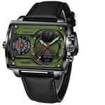 Foxbox Quartz Electronic Dual Display Multi-function Square watch for Men FB009 