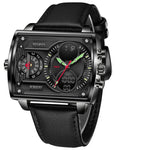 Foxbox Quartz Electronic Dual Display Multi-function Square watch for Men FB009 