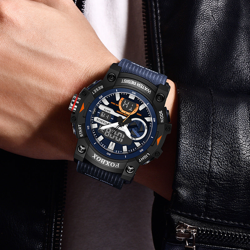 Foxbox Waterproof Luminous Large Dial Double Display Electronic Watch for Men FB0052 - Skmeico