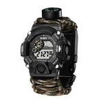H009 Multifunctional Parachute Cord Outdoor Survival Bracelet Firestone Survival Whistle Compass Digital Watch 