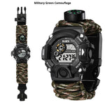 H009 Multifunctional Parachute Cord Outdoor Survival Bracelet Firestone Survival Whistle Compass Digital Watch 