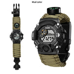H009 Multifunctional Parachute Cord Outdoor Survival Bracelet Firestone Survival Whistle Compass Digital Watch 