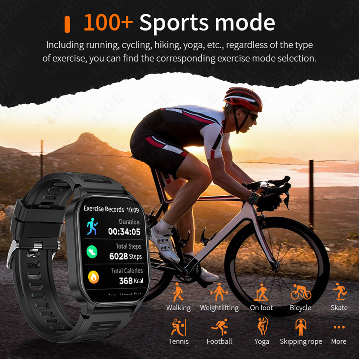 KM02 Smart watch 2" Bluetooth Sports Heart Rate Blood Pressure Health Monitoring Watch 