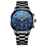 Lige 9877 Steel Moon phase Luxury quartz watch for Men 