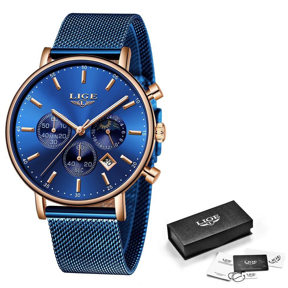 Lige Quartz Watch Analog Business Watch For Men & Women 9894 - Skmeico