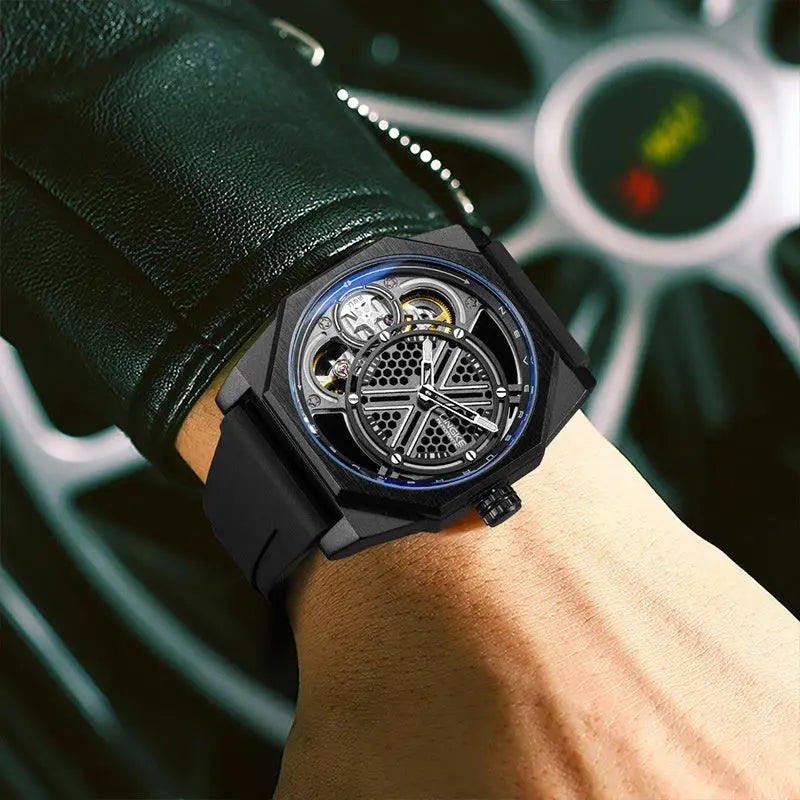 Linke LK9007 Tonneau-shaped Skeleton Automatic Watch For Men Linke
