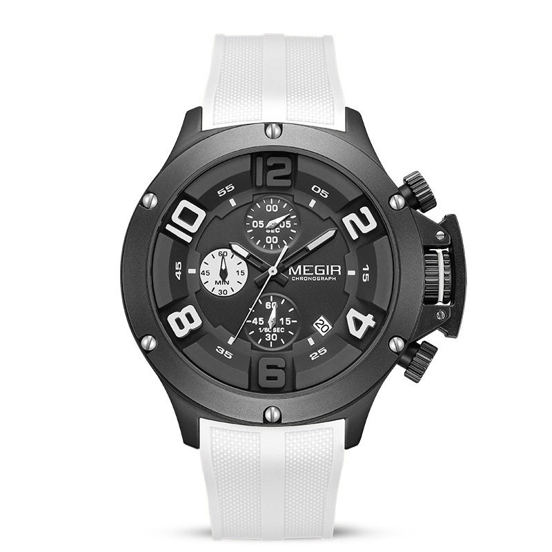 Megir MN8115G Multi-function Chronograph Sports Quartz Watch Silicone Band For Men 