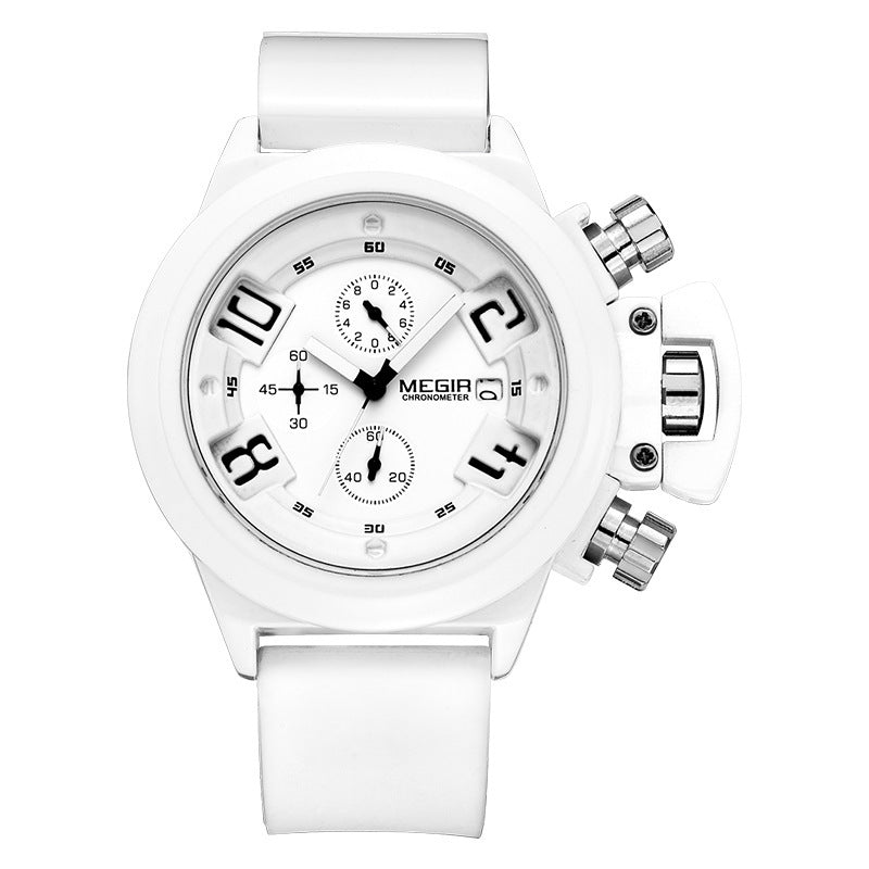 Tempoq Megir Multifunctional Sports Silicone Band 3D Engraved Dial Quartz Watch For Men MG2002 - TempoqWatch