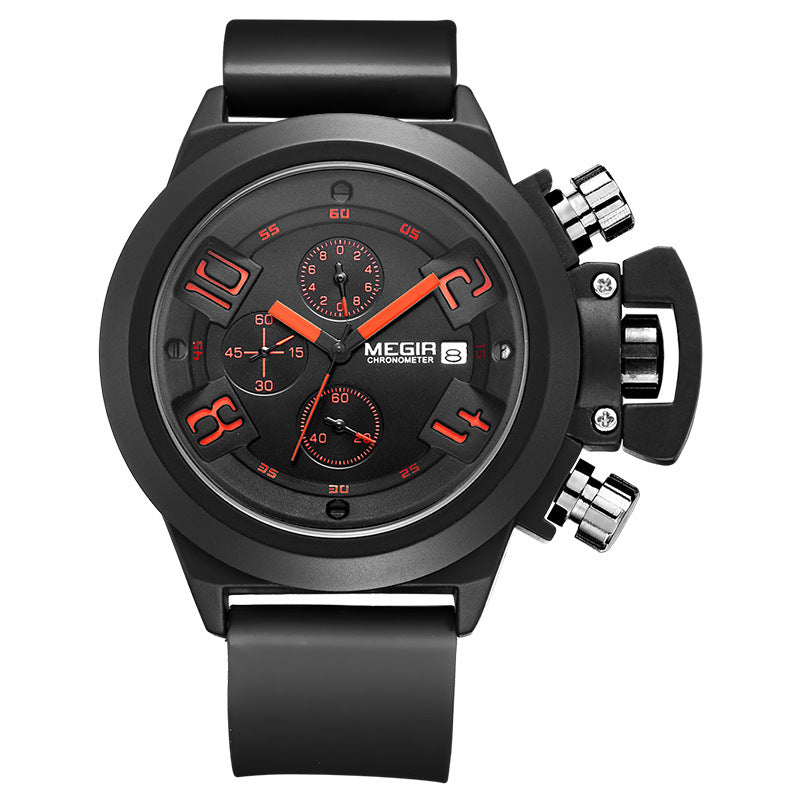 Tempoq Megir Multifunctional Sports Silicone Band 3D Engraved Dial Quartz Watch For Men MG2002 - TempoqWatch
