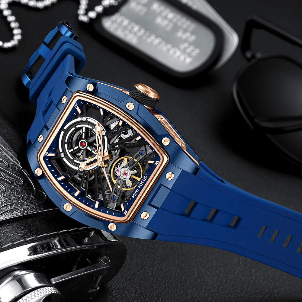 Mini Focus 0603 Steel Case Full Hollow Automatic Mechanical Watch For Men 