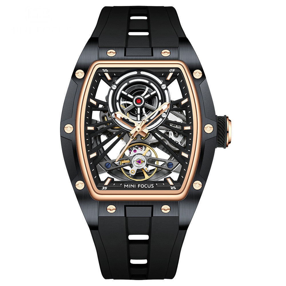 Mini Focus 0603 Steel Case Full Hollow Automatic Mechanical Watch For Men 